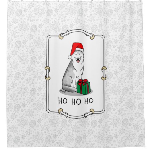 Weihnachts-Weihnachtsmannmütze Sibirischer Husky ( Duschvorhang (Vorderseite)