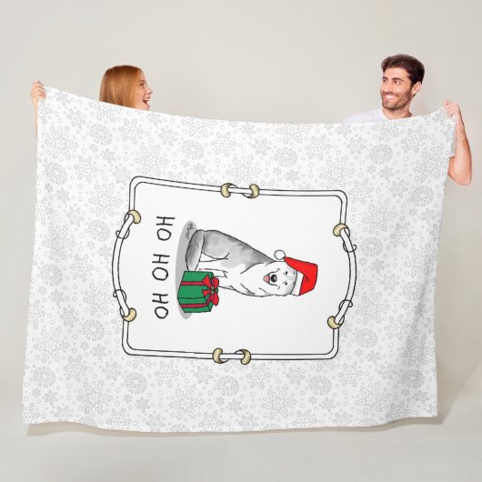 Weihnachts-Weihnachtsmannmütze Sibirischer Husky ( Fleecedecke (Beispiel)