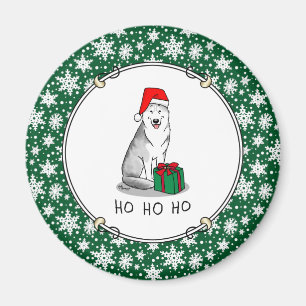Weihnachts-Weihnachtsmannmütze Sibirischer Husky ( Magnet