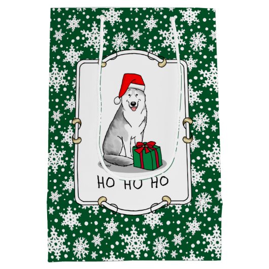 Weihnachts-Weihnachtsmannmütze Sibirischer Husky ( Mittlere Geschenktüte (Rückseite)