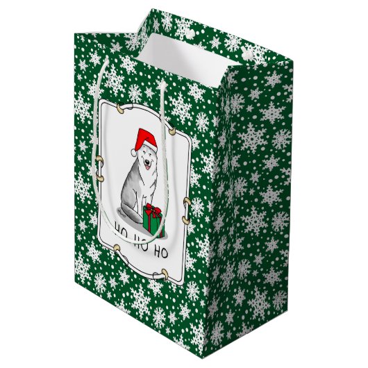Weihnachts-Weihnachtsmannmütze Sibirischer Husky ( Mittlere Geschenktüte (Rückseite Schrägansicht)