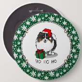 Weihnachts-Weihnachtsmannmütze Spitz (in drei Farb Button (Vorne & Hinten)
