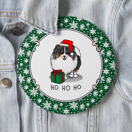 Weihnachts-Weihnachtsmannmütze Spitz (in drei Farb Button (Beispiel)