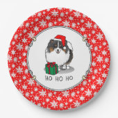 Weihnachts-Weihnachtsmannmütze Spitz (in drei Farb Pappteller (Vorderseite)