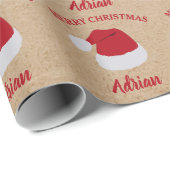Weihnachts-Weihnachtsmannmütze und Individuelle Na Geschenkpapier (Rolleneckpunkt)
