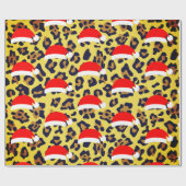 Weihnachts-Weihnachtsmannmütze und Leopard-Tierwer Geschenkpapier (Flach)
