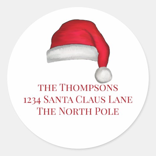 Weihnachts-Weihnachtsmannmütze Whimsikische Rückse Runder Aufkleber (Vorderseite)