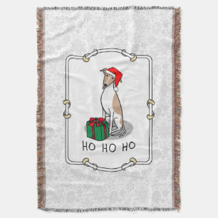 Weihnachts-Weihnachtsmannmütze Whippet Hund Fawn & Decke
