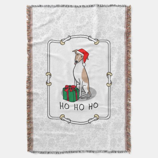 Weihnachts-Weihnachtsmannmütze Whippet Hund Fawn & Decke (Vorderseite Vertikal)