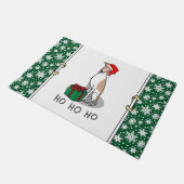 Weihnachts-Weihnachtsmannmütze Whippet Hund Fawn & Fußmatte (Schrägansicht)