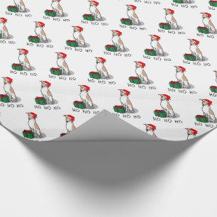 Weihnachts-Weihnachtsmannmütze Whippet Hund Fawn & Geschenkpapier