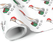 Weihnachts-Weihnachtsmannmütze Whippet Hund Fawn & Geschenkpapier (Rolleneckpunkt)