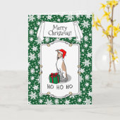 Weihnachts-Weihnachtsmannmütze Whippet Hund Fawn & Karte (Gelbe Blume)