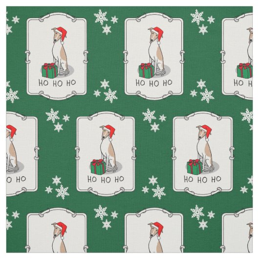 Weihnachts-Weihnachtsmannmütze Whippet Hund Fawn & Stoff (Muster)