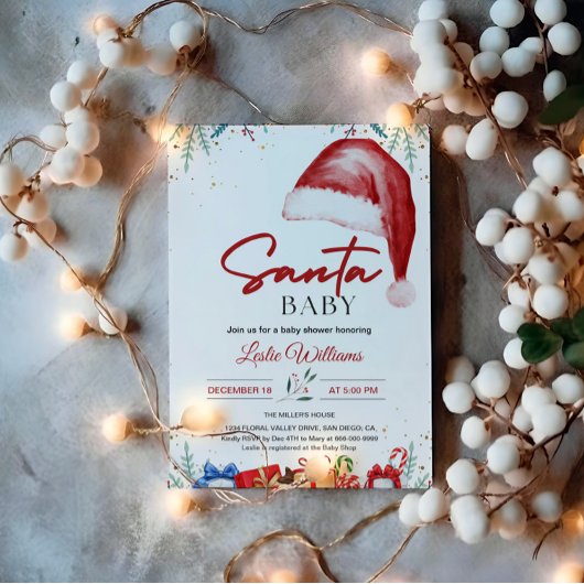 Weihnachts-Weihnachtsmannmütze Winter Baby-Dusche Einladung