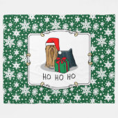 Weihnachts-Weihnachtsmannmütze Yorkshire Terrier Y Fleecedecke (Vorderseite (Horizontal))