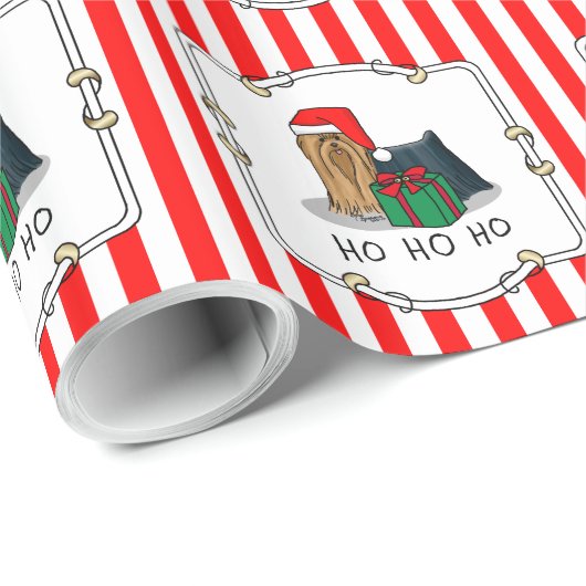 Weihnachts-Weihnachtsmannmütze Yorkshire Terrier Y Geschenkpapier (Rolleneckpunkt)