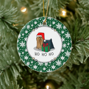 Weihnachts-Weihnachtsmannmütze Yorkshire Terrier Y Keramik Ornament