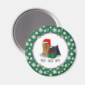 Weihnachts-Weihnachtsmannmütze Yorkshire Terrier Y Magnet (Vorderseite/Rückseite)