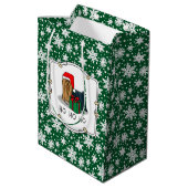 Weihnachts-Weihnachtsmannmütze Yorkshire Terrier Y Mittlere Geschenktüte (Rückseite Schrägansicht)
