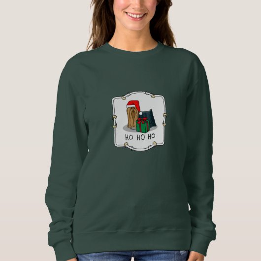 Weihnachts-Weihnachtsmannmütze Yorkshire Terrier Y Sweatshirt (Vorderseite)
