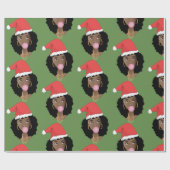 Weihnachts-Weihnachtsmannmützen, Schwarze Frauen,  Geschenkpapier (Flach)