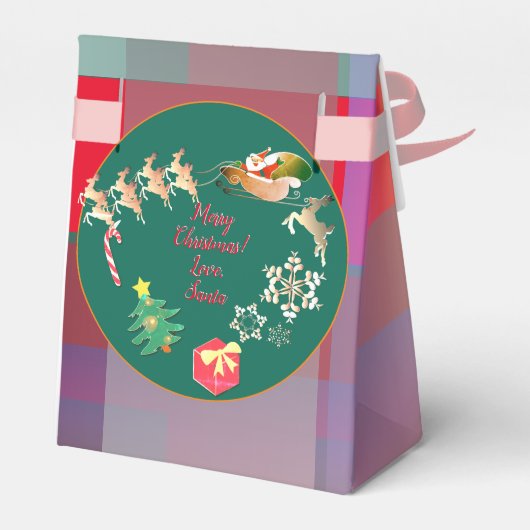 Weihnachts-Weihnachtsmann's Rentier-Karierte Gefäl Geschenkschachtel (Rückseite)