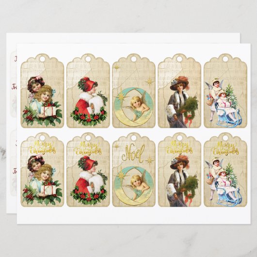 Weihnachts-Weihnachtsmarken ausgeschnitten (Vorne/Hinten)