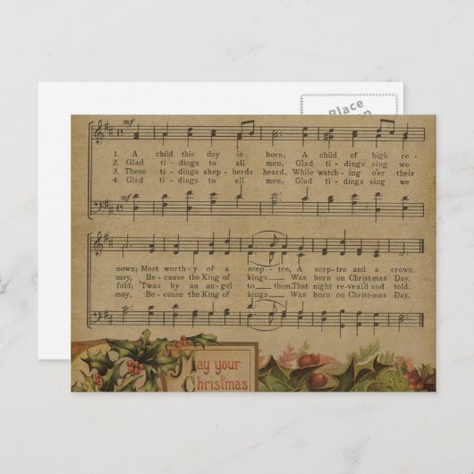 Weihnachts-Weihnachtsmusikblatt Feiertag Feiertagspostkarte (Vorne/Hinten)