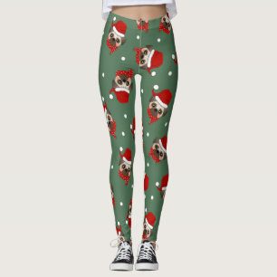 Weihnachts-Weihnachtsmuster im Santa Mops Leggings