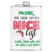 Weihnachts-Weihnachtsnamen auf der Liste Flachmann (Vorderseite)