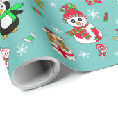 Weihnachts-Weihnachtspenguin, Schneemänner, Bonbon Geschenkpapier (Rolleneckpunkt)
