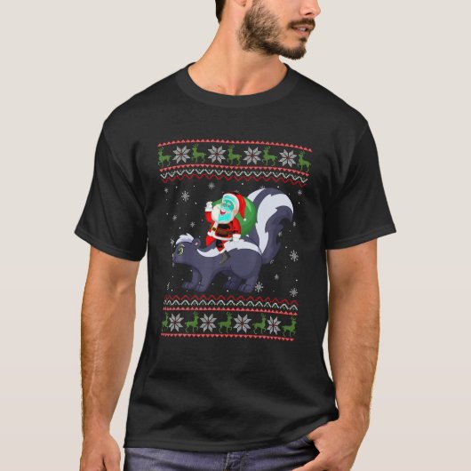 Weihnachts Weihnachtsriding Skunk Funny Ugly Xmas T-Shirt (Vorderseite)