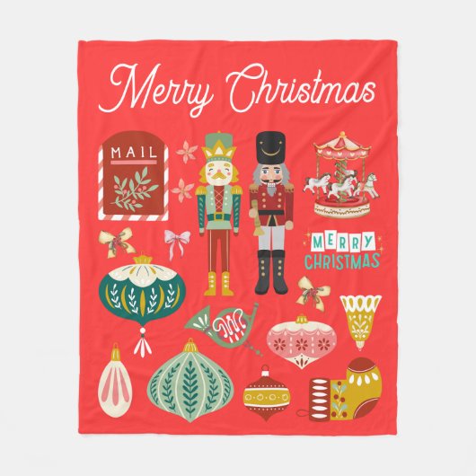 Weihnachts-Weihnachtsrot Fleecedecke (Vorderseite)