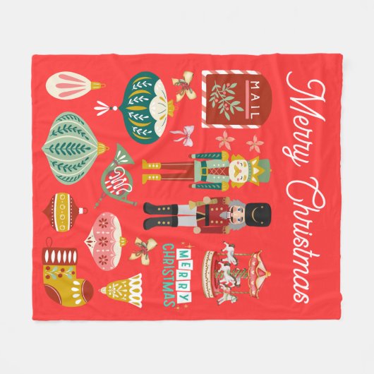 Weihnachts-Weihnachtsrot Fleecedecke (Vorderseite (Horizontal))