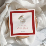 Weihnachts-Weihnachtsschmuck-Brautparty Serviette<br><div class="desc">Minimalistische Winterservietten mit Aquarellbildern eines Weihnachtsschmucks mit Hochzeitsringen,  Kiefernzweig und Weihnachtsbeeren. Mit eleganter Handschrift Kalligraphie.</div>