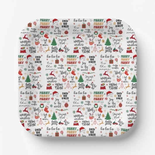 Weihnachts-Weihnachtsstipps & fröhliche Grafik Pappteller (Vorderseite)