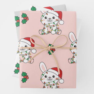 Weihnachts-Weihnachtstiere Holiday Bunnies Geschenkpapier Set