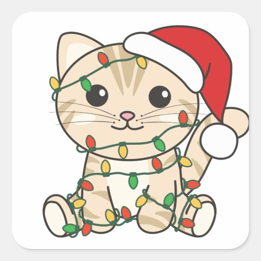 Weihnachts-Weihnachtstiere Katzen-Quadrat Sticker (Vorderseite)