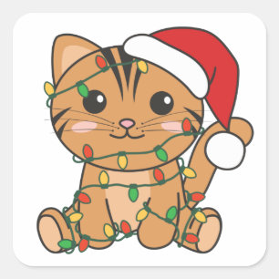 Weihnachts-Weihnachtstiere Katzen-Quadrat Sticker