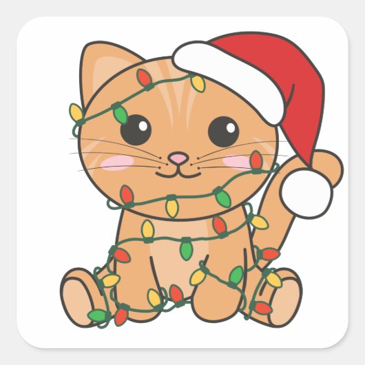 Weihnachts-Weihnachtstiere Katzen-Quadrat Sticker (Vorderseite)
