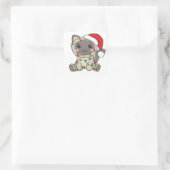 Weihnachts-Weihnachtstiere Katzen-Quadrat Sticker (Tasche)