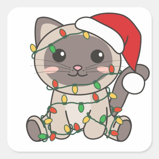 Weihnachts-Weihnachtstiere Katzen-Quadrat Sticker (Vorderseite)