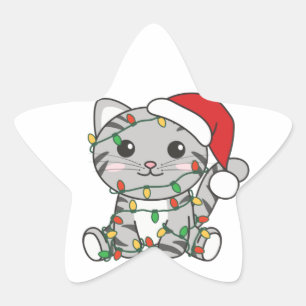 Weihnachts-Weihnachtstiere Katzen-Star-Sticker Stern-Aufkleber
