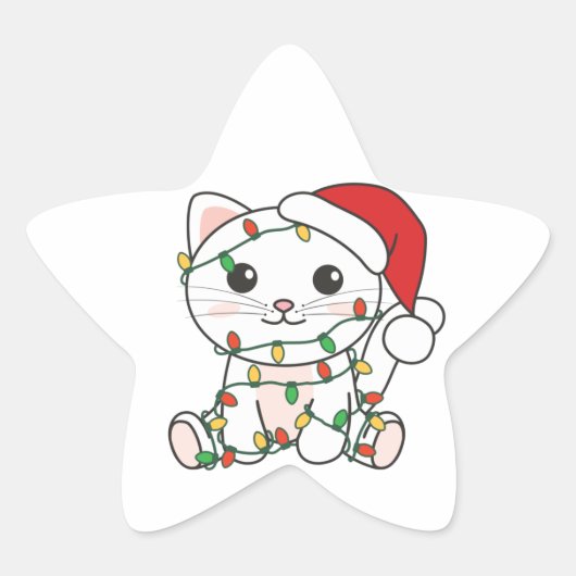 Weihnachts-Weihnachtstiere Katzen-Star-Sticker Stern-Aufkleber (Vorderseite)
