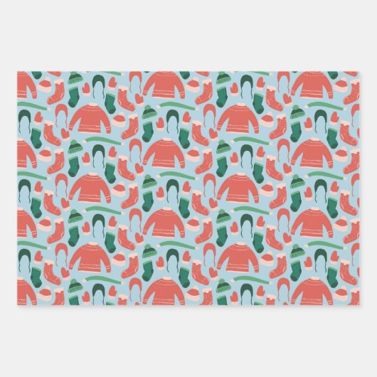 Weihnachts-Weihnachtszettel für Spaß und Feiern Geschenkpapier Set (Vorderseite)