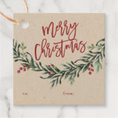 Weihnachts-Weihnachtszweig mit Beeren-Geschenk fa Geschenkanhänger (Vorderseite)