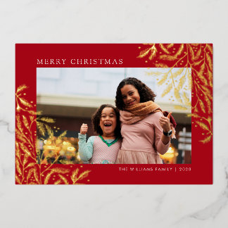 Weihnachts-Weihnachtszweige Foil Holiday Foto Card Folien Feiertagskarte