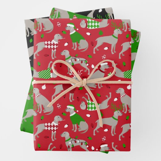 Weihnachts Weimaraner Hunde Wrapping Papier Blätte (Beispiel)