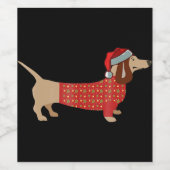 Weihnachts-Weiner-Dackel-Dackel im Hund Weinetikett (Einzelnes Label)